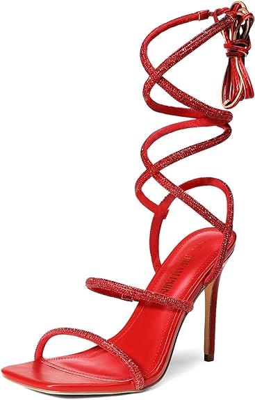 DREAM PAIRS High Heels Stilletos Heels for Women Strappy Gladiator Sexy Square Toe Heels Open Toe Heels Dressy Pumps Sandals