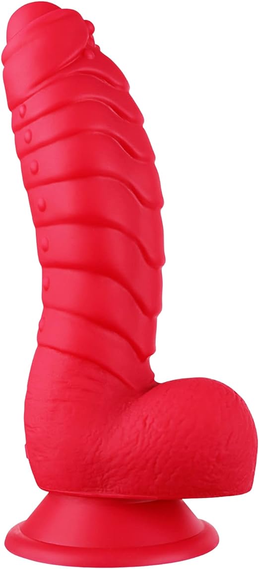 Realistic Dildo. Safe and Soft Silicone Material Adult Sex Toys Penis with Strong Suction Cup for Hands-Free Play Vaginal G-Spot (Red)